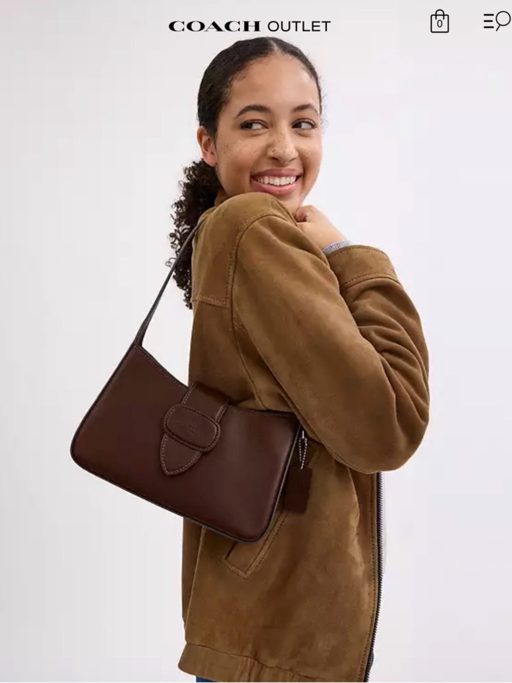 Coach Eliza Brown Leather Shoulder Bag - Picture 4 of 7